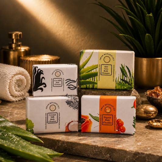 Bath Care Combo with Aloe Vera, Coconut Milk and Papaya soaps, Swan Botanicals